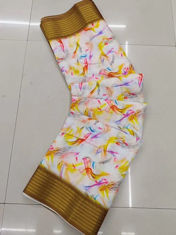 White_Aura_Cotton_Silk_Digital_Print_With_Latkan_Work_Saree_For_Women