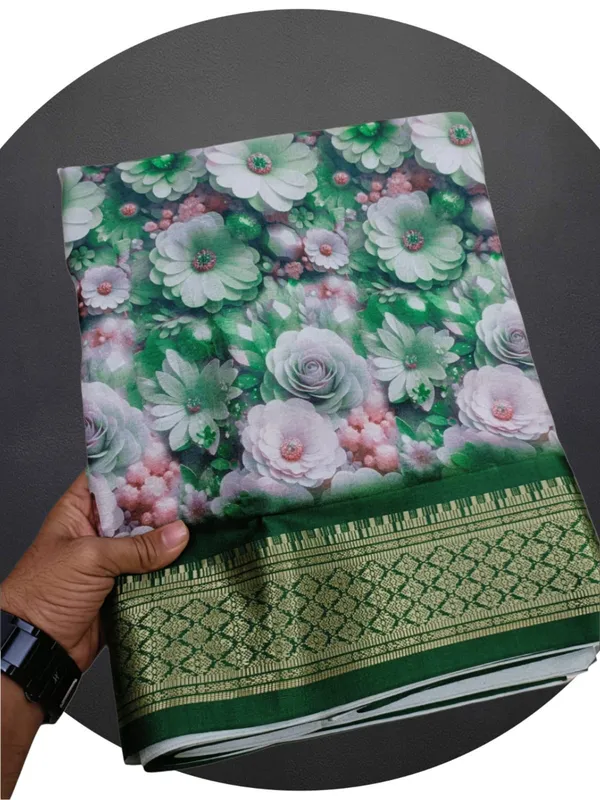 Green_Aura_Cotton_Silk_Digital_Print_With_Latkan_Work_Saree_For_Women