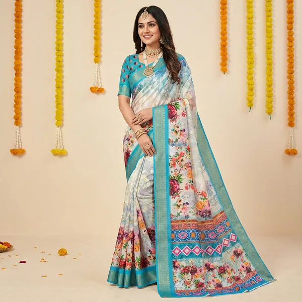 Cream_Aura_Cotton_Silk_Digital_Print_With_Latkan_Work_Saree_For_Women