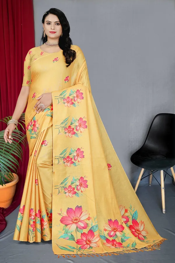 Yellow_Erode_Cotton_Silk_Digital_Print_With_Latkan_Work_Saree_For_Women
