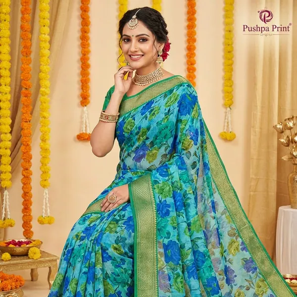 Green_Aura_Cotton_Silk_Digital_Print_With_Latkan_Work_Saree_For_Women