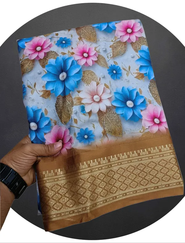 Light_Brown_Aura_Cotton_Silk_Digital_Print_With_Latkan_Work_Saree_For_Women