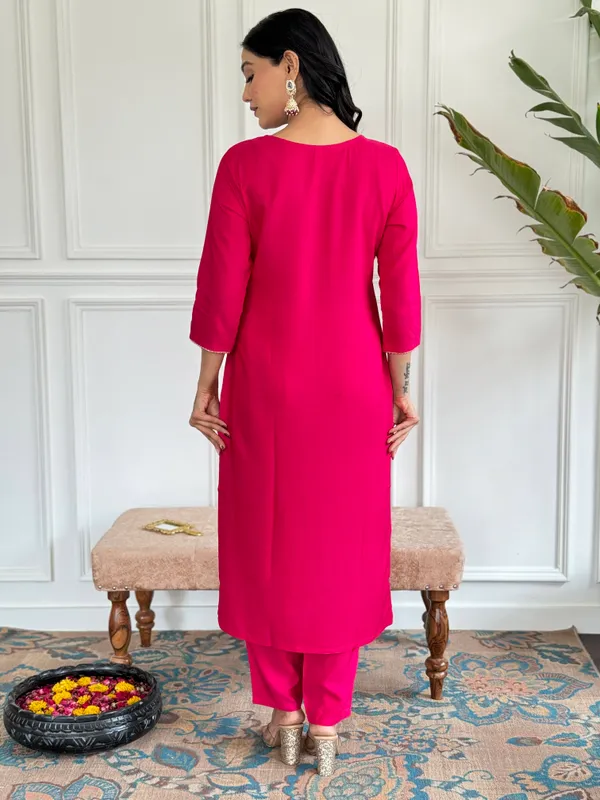Pink_Viscose_Embroidery_Work_With_Digital_Print_Kurti_With_Pant_&_Dupatta_For_Women