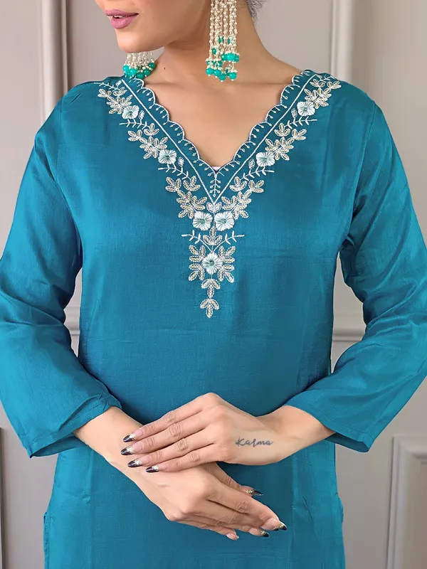 Rama_Viscose_Chanderi_Embroidery_Kurti_With_Pant_&_Dupatta_For_Women