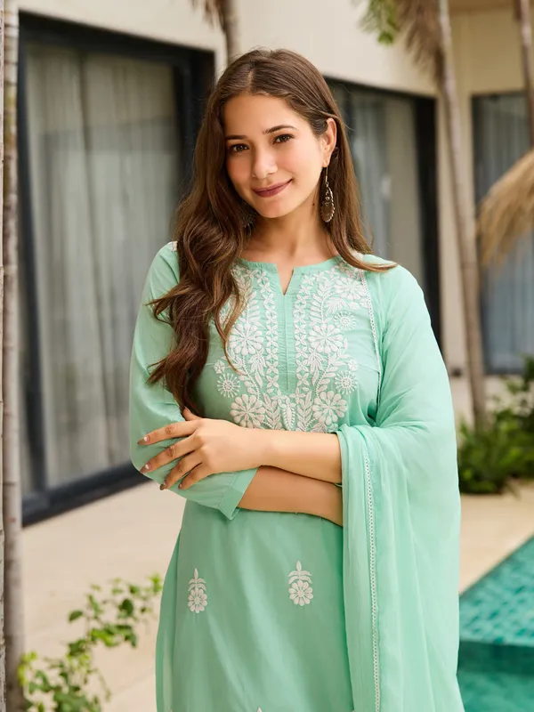 Pista_Cotton_Embroidered_Kurti_With_Pant_&_Dupatta_For_Women