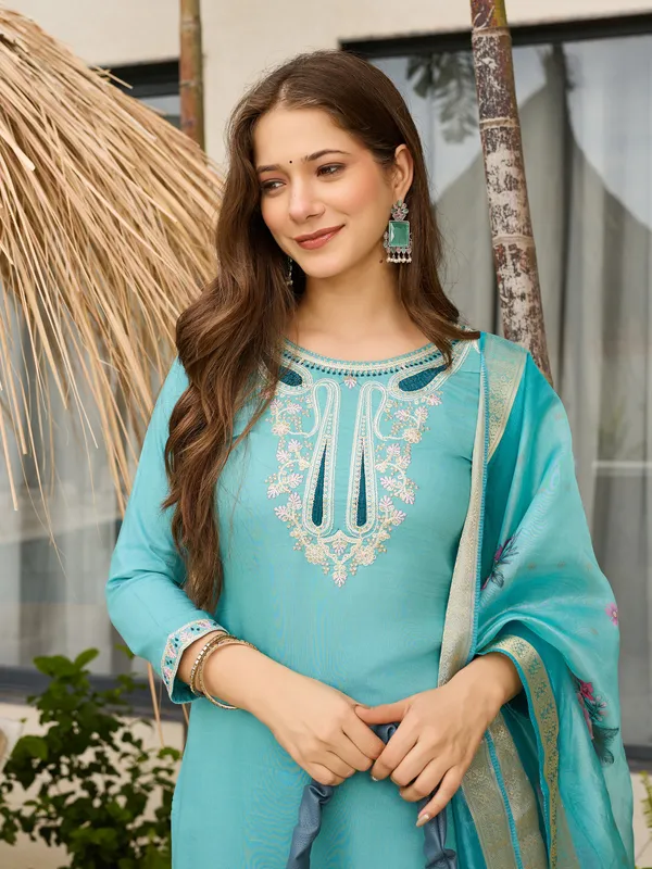 Rama_Viscose_Embroidery_Kurti_With_Pant_&_Dupatta_For_Women