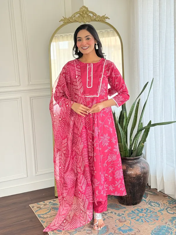 Pink_Rayon_Embroidery_Kurti_With_Pant_&_Dupatta_For_Women