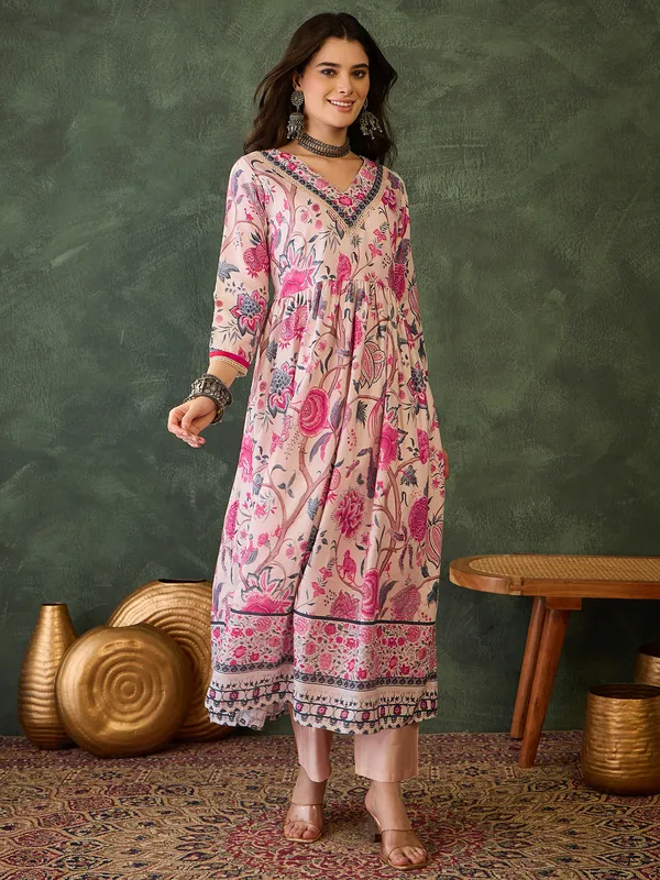 Cream_Rayon_Embroidered_Kurti_With_Pant_&_Dupatta_For_Women