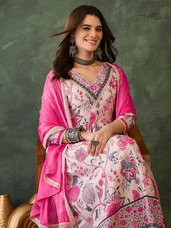 Cream_Rayon_Embroidered_Kurti_With_Pant_&_Dupatta_For_Women