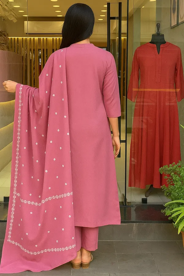 Pink_Cotton_Embroidered_Kurti_With_Pant_&_Dupatta_For_Women