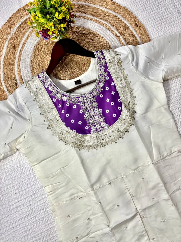 White_Roman-Silk_Coding_Sequence_Embroidered_Kurta_Set_For_Women