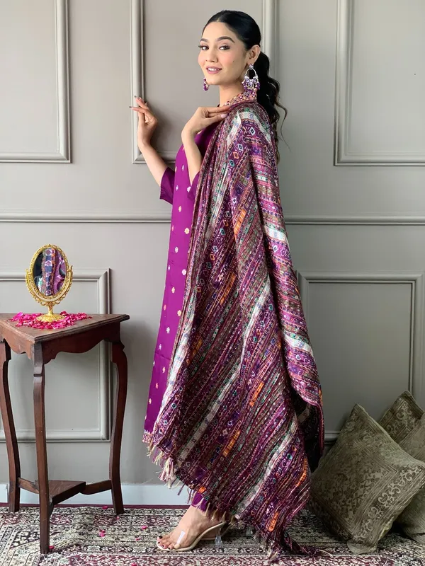 Purple_Viscose_Chinon_Embroidery_With_Digital_Printed_Kurti_With_Pant_&_Dupatta_For_Women