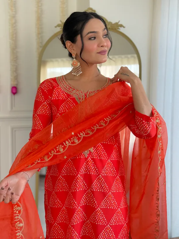 Red_French_Crepe_Embroidery_Kurti_With_Pant_&_Dupatta_For_Women