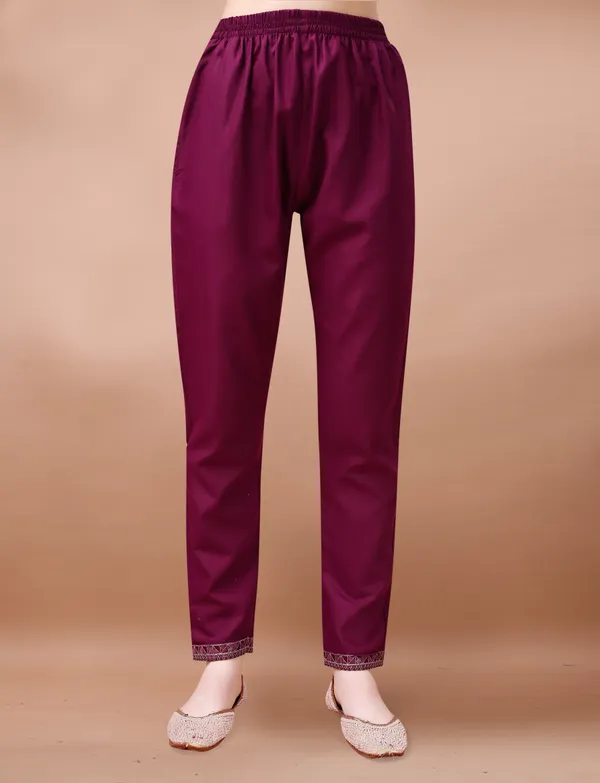 Pink_Cotton_Blend_Embroidery_Kurti_With_Pant_&_Dupatta_For_Women