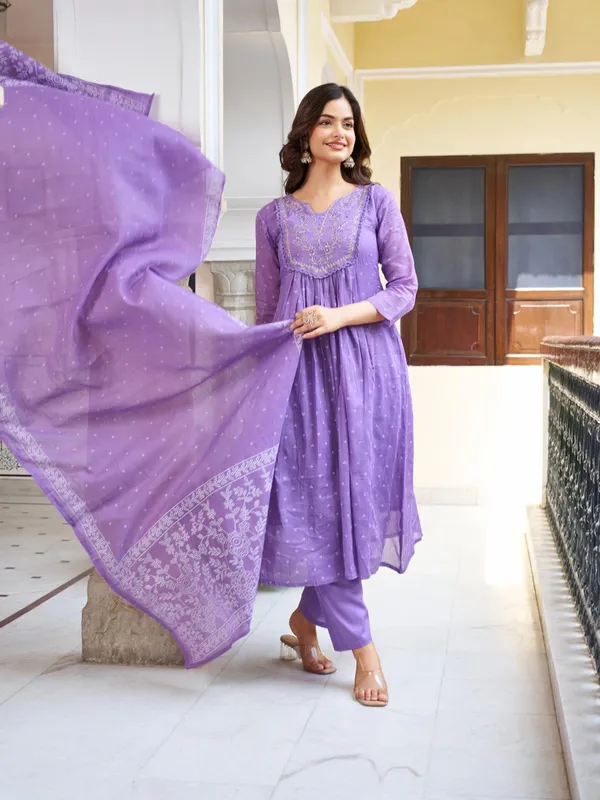 Purple_Cotton_Embroidered_Kurti_With_Pant_&_Dupatta_For_Women