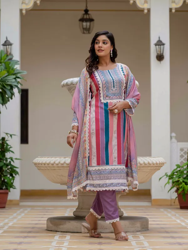 Pink_Rayon_Slub_Embroidery_Kurti_With_Pant_&_Dupatta_For_Women