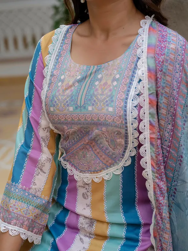 Sky_Rayon_Slub_Embroidery_Kurti_With_Pant_&_Dupatta_For_Women