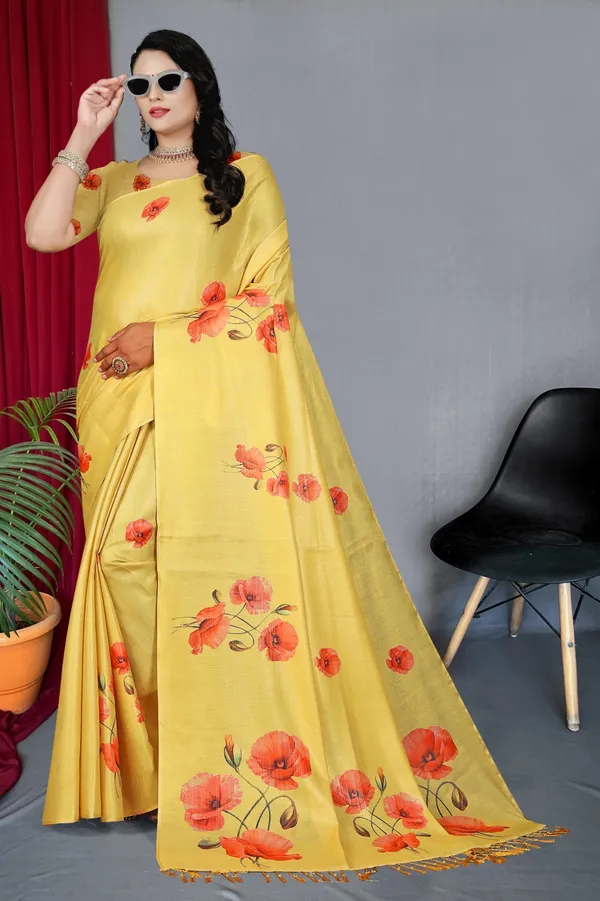 Yellow_Erode_Cotton_Silk_Digital_Print_With_Latkan_Work_Saree_For_Women