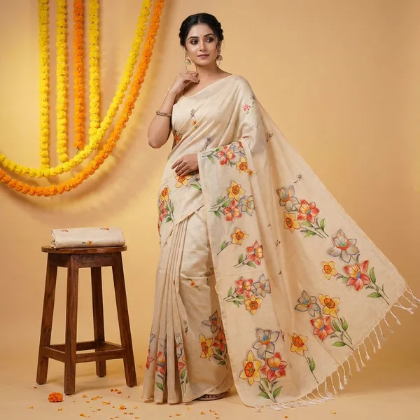 Cream_Erode_Cotton_Silk_Digital_Print_With_Latkan_Work_Saree_For_Women