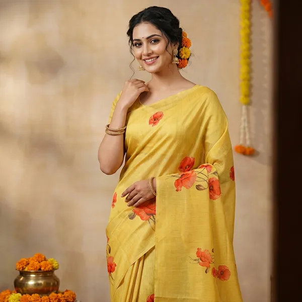 Yellow_Erode_Cotton_Silk_Digital_Print_With_Latkan_Work_Saree_For_Women
