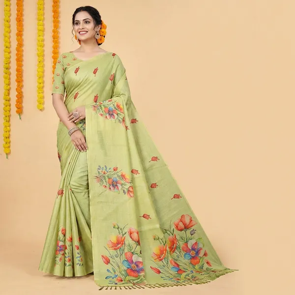 Pista_Erode_Cotton_Silk_Digital_Print_With_Latkan_Work_Saree_For_Women