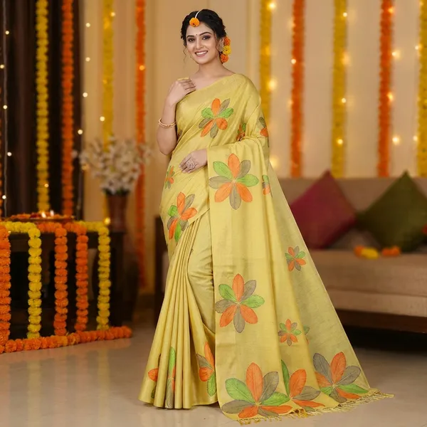 Yellow_Erode_Cotton_Silk_Digital_Print_With_Latkan_Work_Saree_For_Women