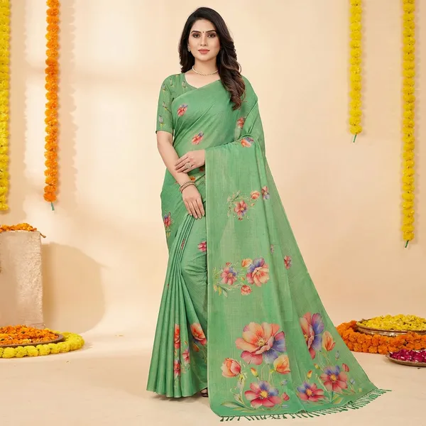Green_Erode_Cotton_Silk_Digital_Print_With_Latkan_Work_Saree_For_Women
