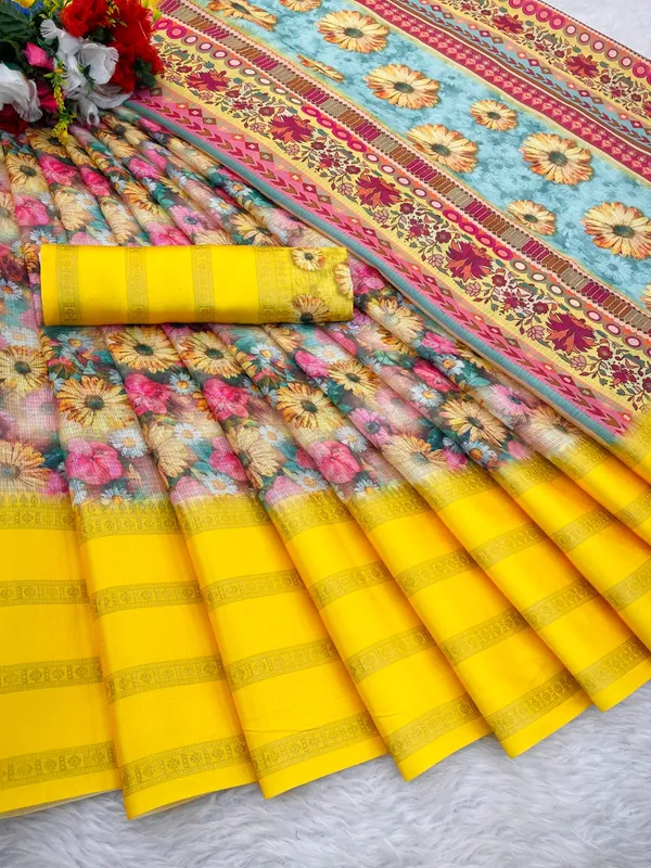 Yellow_Aura_Cotton_Silk_Digital_Print_With_Latkan_Work_Saree_For_Women