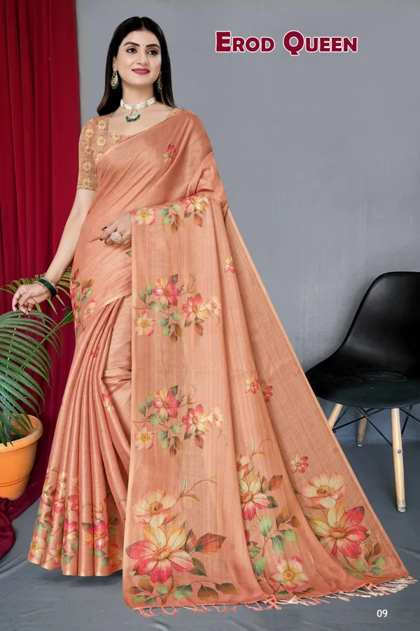 Peach_Erode_Cotton_Silk_Digital_Print_With_Latkan_Work_Saree_For_Women