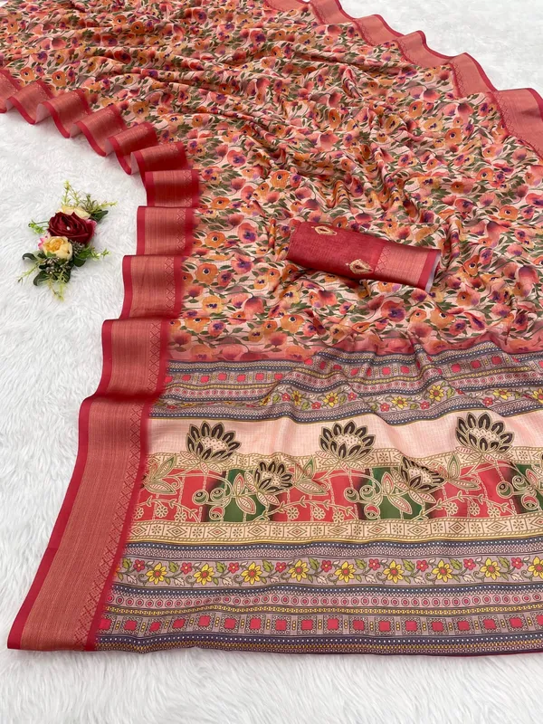 Red_Aura_Cotton_Silk_Digital_Print_With_Latkan_Work_Saree_For_Women