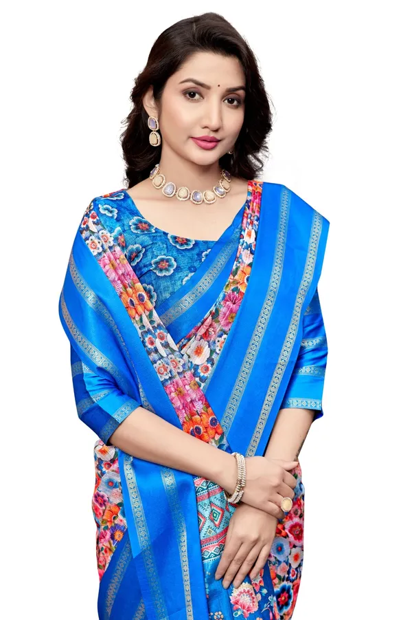 Blue_Aura_Cotton_Silk_Digital_Print_With_Latkan_Work_Saree_For_Women
