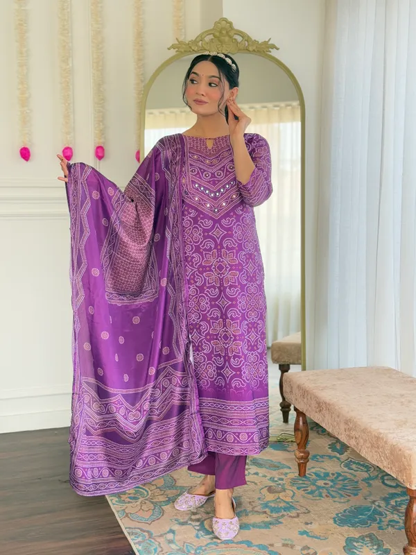 Purple_French_Crepe_Hand_Mirrored_Kurti_With_Pant_&_Dupatta_For_Women