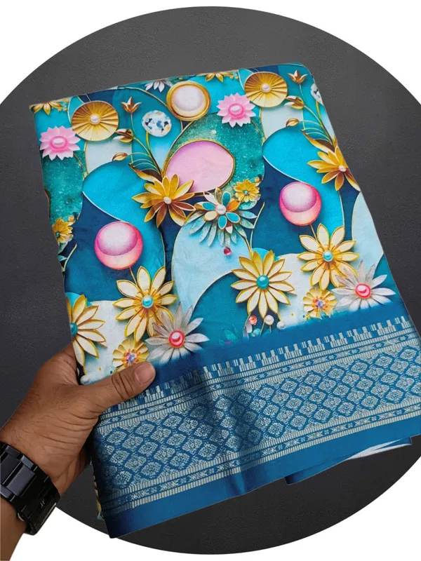 Aqua_Blue_Aura_Cotton_Silk_Digital_Print_With_Latkan_Work_Saree_For_Women