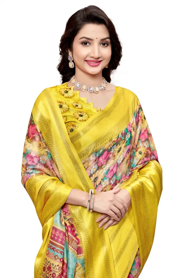 Yellow_Aura_Cotton_Silk_Digital_Print_With_Latkan_Work_Saree_For_Women
