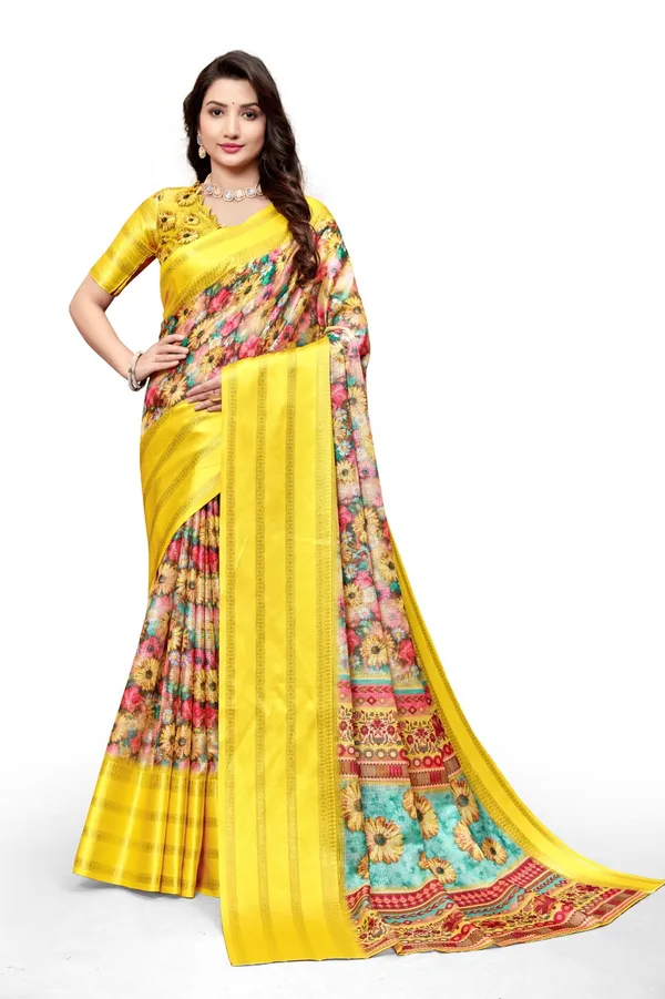 Yellow_Aura_Cotton_Silk_Digital_Print_With_Latkan_Work_Saree_For_Women