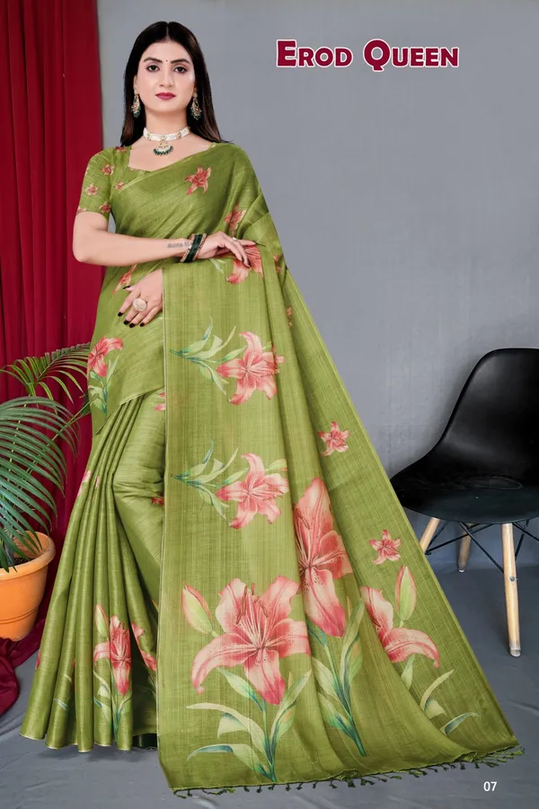 Mehndi_Erode_Cotton_Silk_Digital_Print_With_Latkan_Work_Saree_For_Women