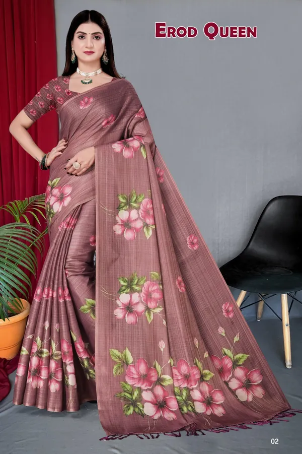 Dark_Pink_Erode_Cotton_Silk_Digital_Print_With_Latkan_Work_Saree_For_Women