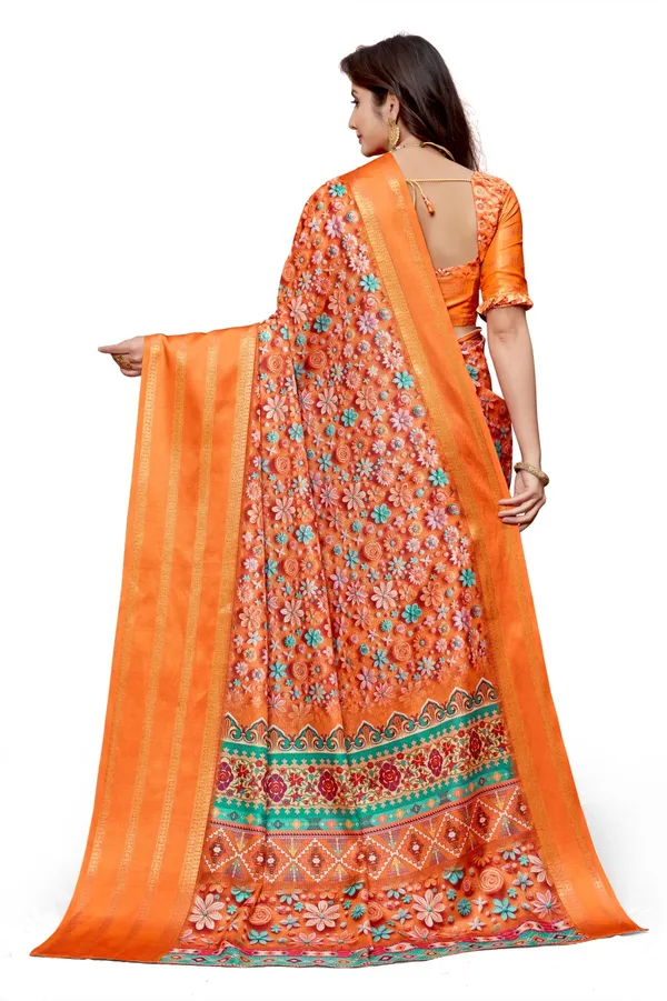Orange_Aura_Cotton_Silk_Digital_Print_With_Latkan_Work_Saree_For_Women