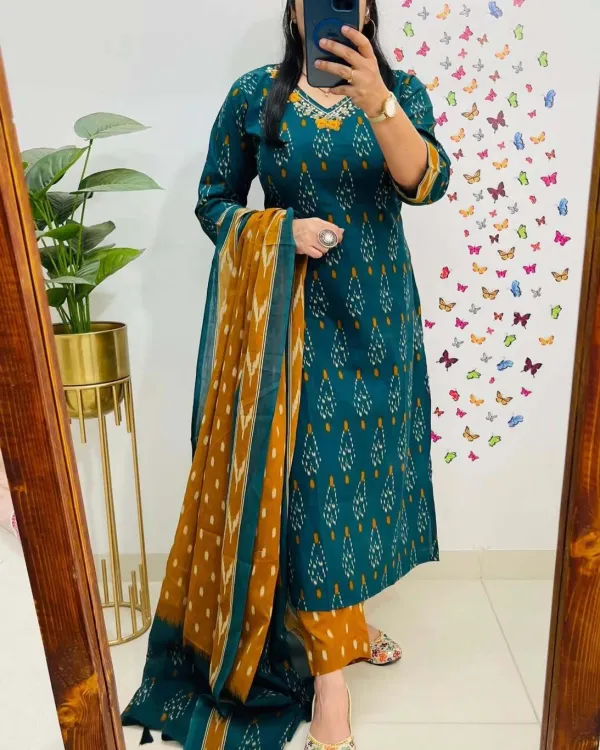 Green_70%_Cotton_And_30%_Rayon_Co-Ord_Set_For_Women