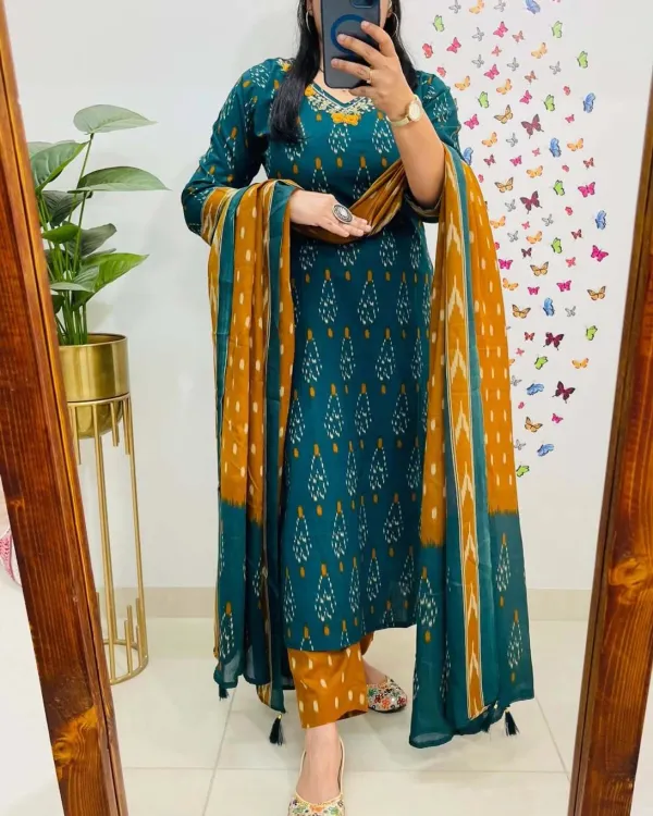 Green_70%_Cotton_And_30%_Rayon_Co-Ord_Set_For_Women