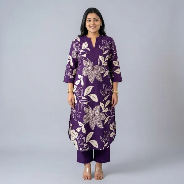 Purple_70%_Cotton_And_30%_Rayon_Co-Ord_Set_For_Women