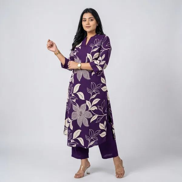 Purple_70%_Cotton_And_30%_Rayon_Co-Ord_Set_For_Women