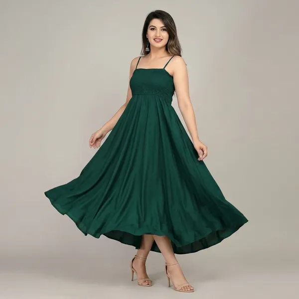 Green_70%_Silk_And_30%_Rayon_Gown_For_Women