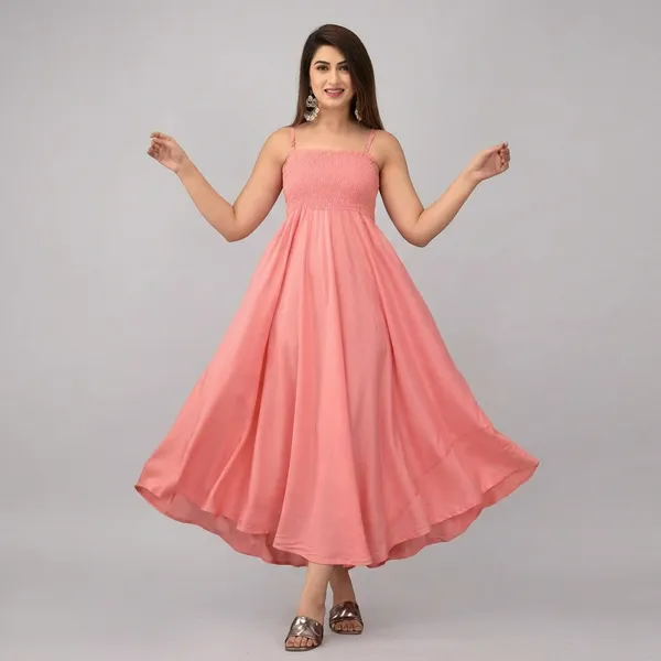 Peach_70%_Silk_And_30%_Rayon_Gown_For_Women