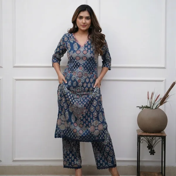 Blue_70%_Cotton_And_30%_Rayon_Co-Ord_Set_For_Women