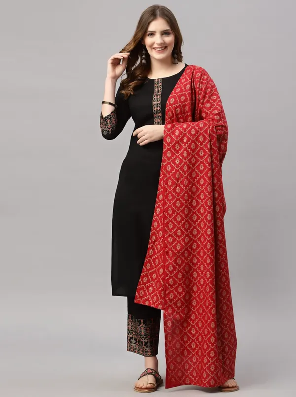 Black_70%_Cotton_And_30%_Rayon_Co-Ord_Set_For_Women