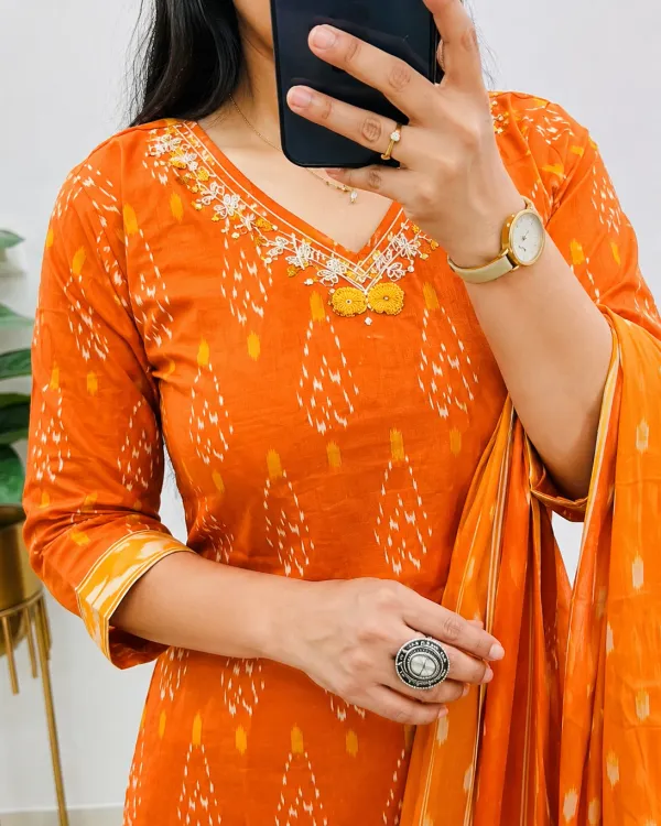 Orange_70%_Silk_And_30%_Rayon_Co-Ord_Set_For_Women