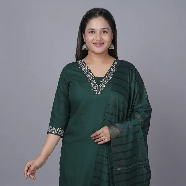Green_70%_Cotton_And_30%_Rayon_Co-Ord_Set_For_Women