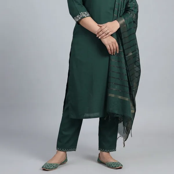 Green_70%_Cotton_And_30%_Rayon_Co-Ord_Set_For_Women