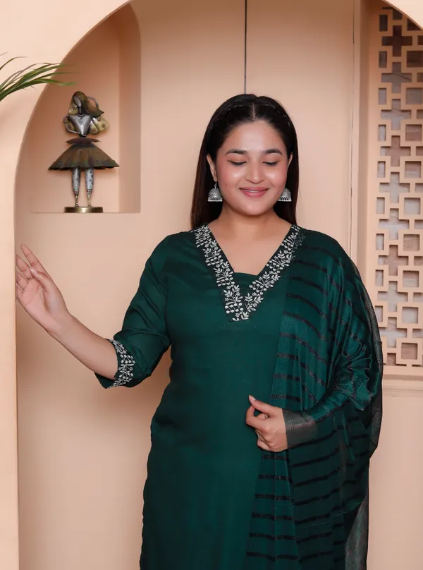 Green_70%_Cotton_And_30%_Rayon_Co-Ord_Set_For_Women
